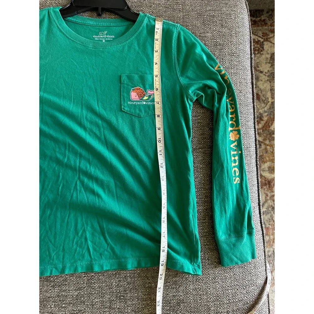 Vineyard Vines Kids Green St Patricks Day Long Sleeve Pocket TShirt Size M 10-12